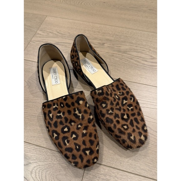 jimmy choo haircalf leopard‎ shoes flats Size 9 39